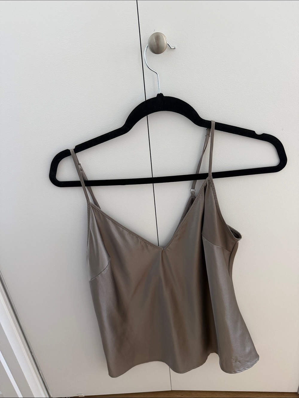 Zara Taupe Satin-Style V-Neck Cami